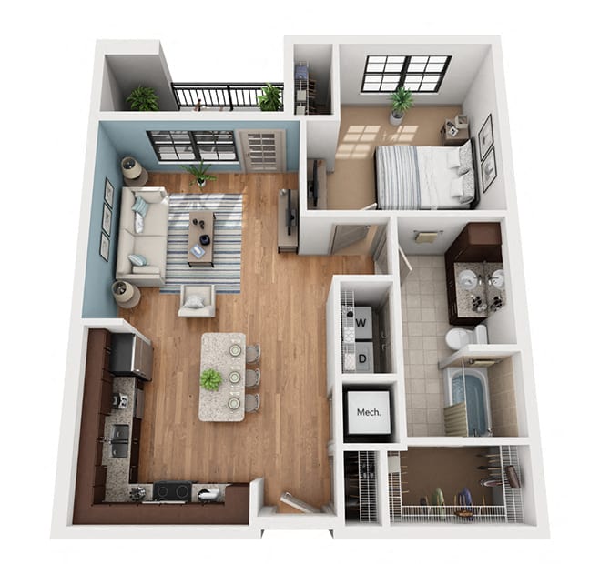 Azul Baldwin Park A3 1-bedroom floor plan image - Orlando, FL
